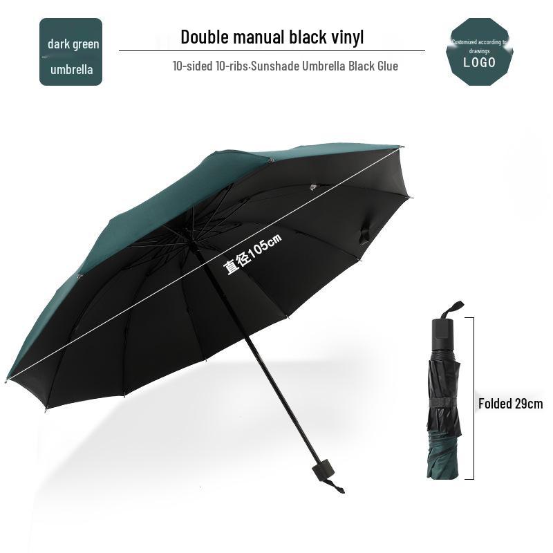 Dual-Use Automatic Umbrella for Men & Women: Sun & Rain Protection with black glue sunshade. Customizable with printed logo, fits two people.
