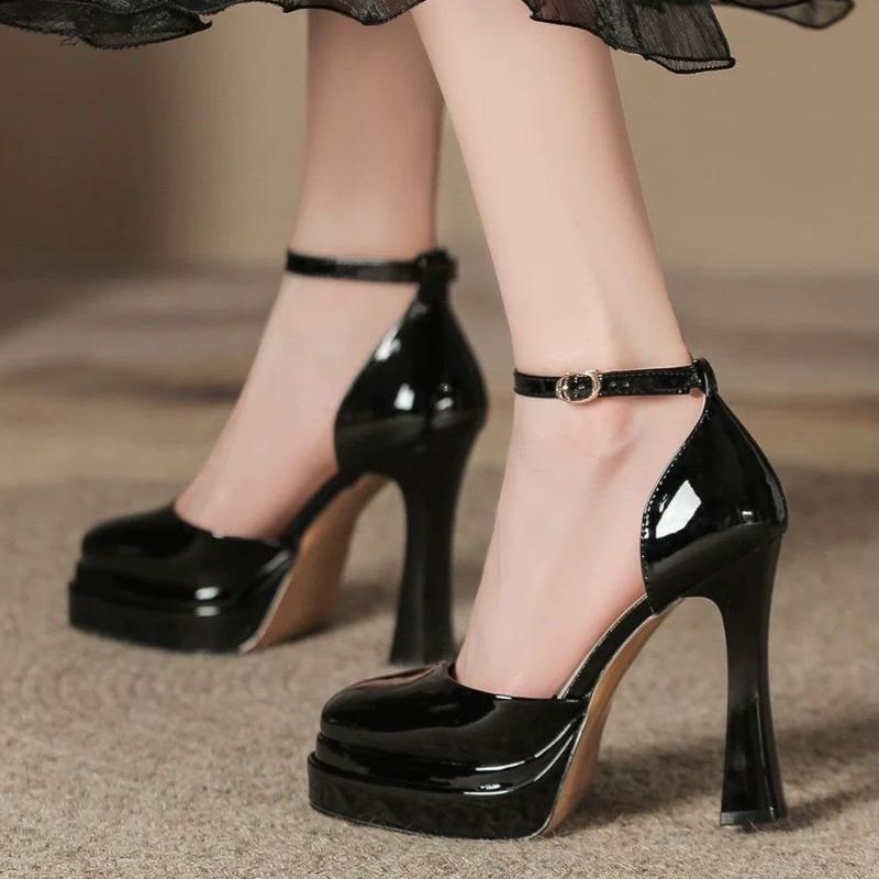 Fashion High Heels Women Platform Sandals Fad Buckle Shoes 2025 Elegant Chunky Slippers Summer Pumps Leather Dress Sandalias De Mujer