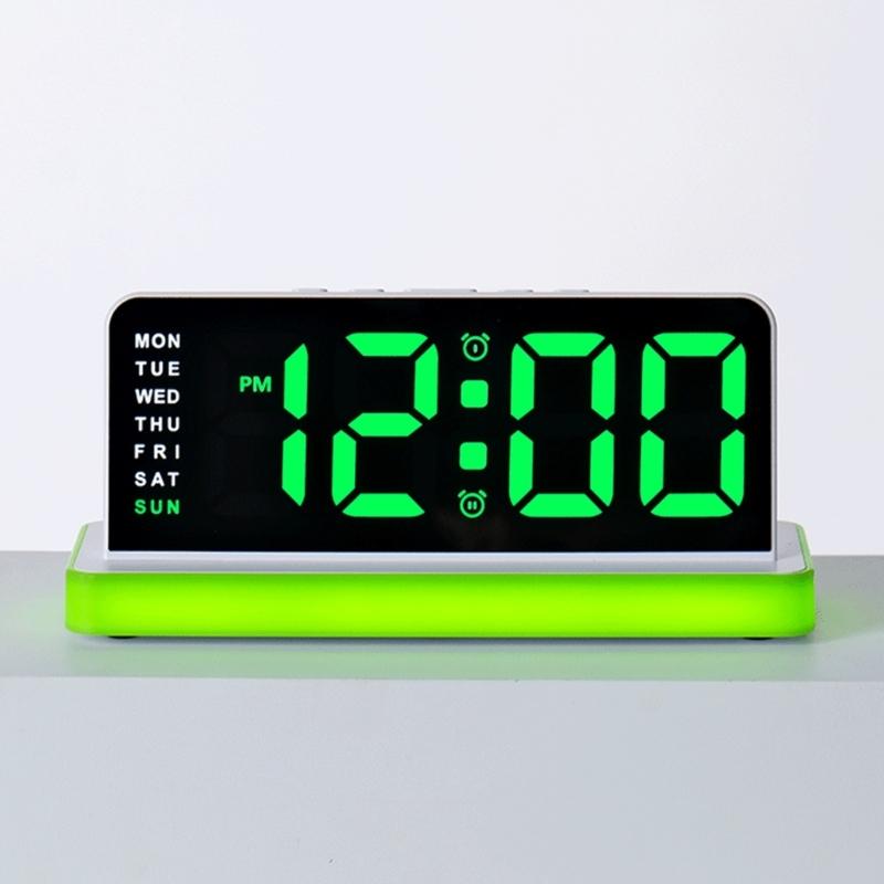 Night Light Digital Alarm Clock Electric Desk Clock with Snooze Date Loud Alarm Day of Week for Living Room Bedroom