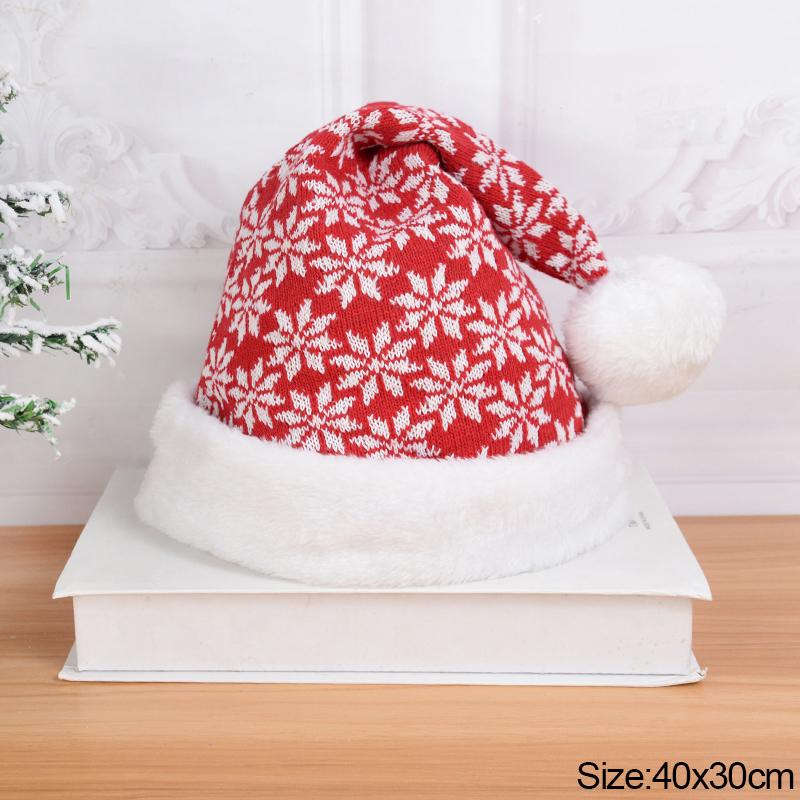 2025 Knitted Christmas Hat Cute Pompom Adult Child Soft Beanie Santa Cap New Year Party Kids Gift Navidad Natal Noel Decoration