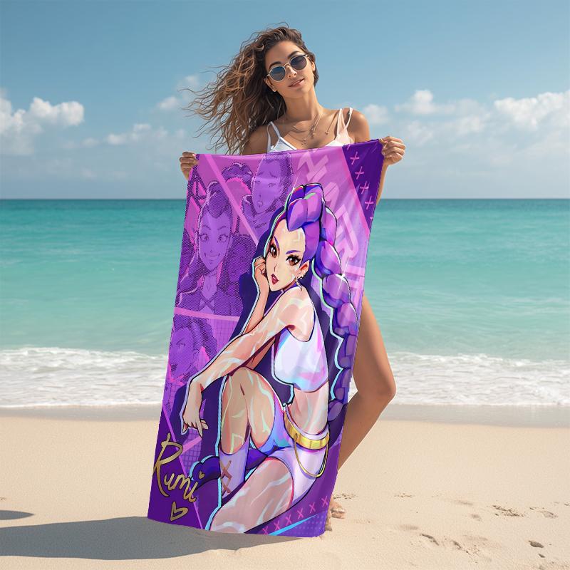 1Pc Purple Hair Rumi Artwork Beach Towel Microfiber Beach Towel Thin Absorbent For Beach Swimming Yoga Bath Sports 0917196
