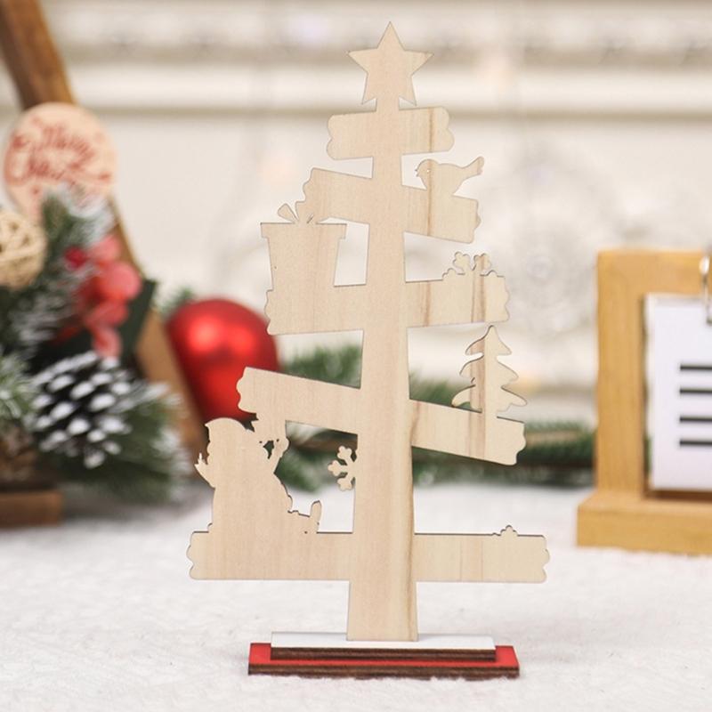 Festival Wood Christmas Decorations Christmas Tree Crafts Tabletop Centerpieces for Indoor Home Shops Decorations