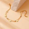 Gold Plated Flower and Heart Cubic Zirconia Double Layer Chain Bracelet for Women Stainless Steel