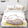 Lovely Peach Cat Bedding Set Cartoon Cute Bed Set Double Queen King Twin Full Size Duvet Cover Set Kids Girls Duvet Cover Gifts