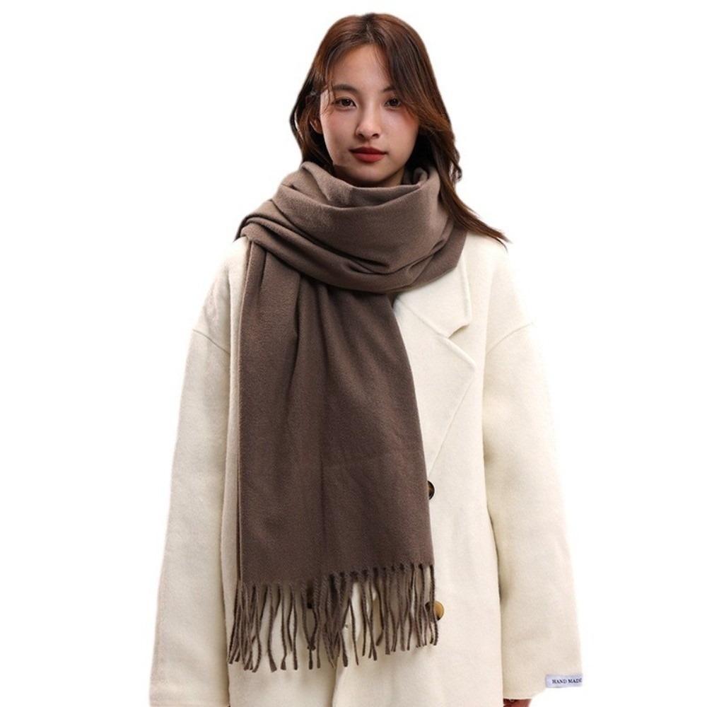 Tassel Imitation Cashmere Scarf Korean Style Women Shawl Simple Winter Neckerchief  Autumn