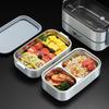 Bento Lunch Box a Doppio Strato in Acciaio Inossidabile, Contenitore Adatto al Microonde per Ufficio e Studenti