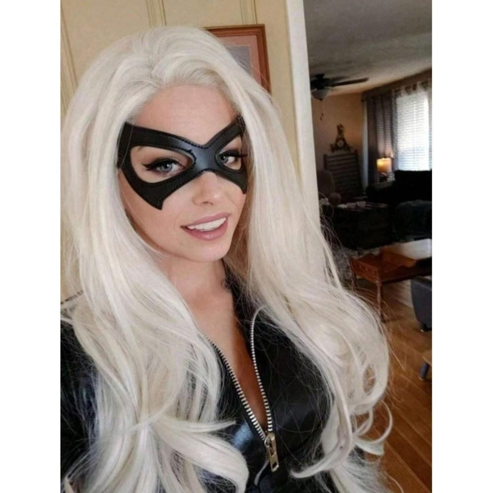 Handsome Half Face Mask Gothic Style Cat Eye Mask PU Leather Mask Cosplay Costume
