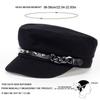 Rivet Chain Decorative Navy Hat Street Fashion Outdoor Women's Beret Cap Leisure Painter Hats Wool Caps