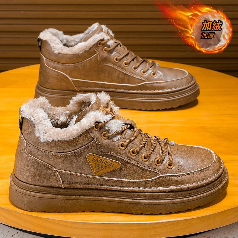 Winter Samt Martin Stiefel Herrenschuhe neue Werkzeugschuhe Trend vielseitig verdickt warme Baumwollschuhe lässige kurze Stiefel Tide