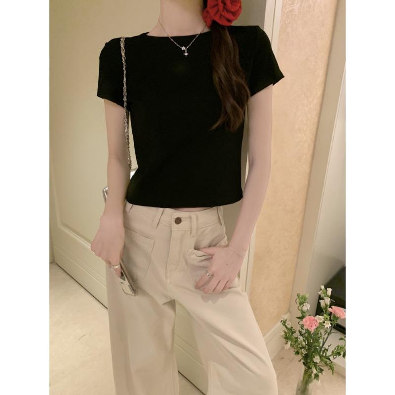 Women's New Summer Design Niche Round Neck Short Top