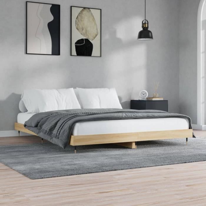 VidaXL Cadre de lit chêne sonoma 200x200 cm bois d'ingénierie 832112