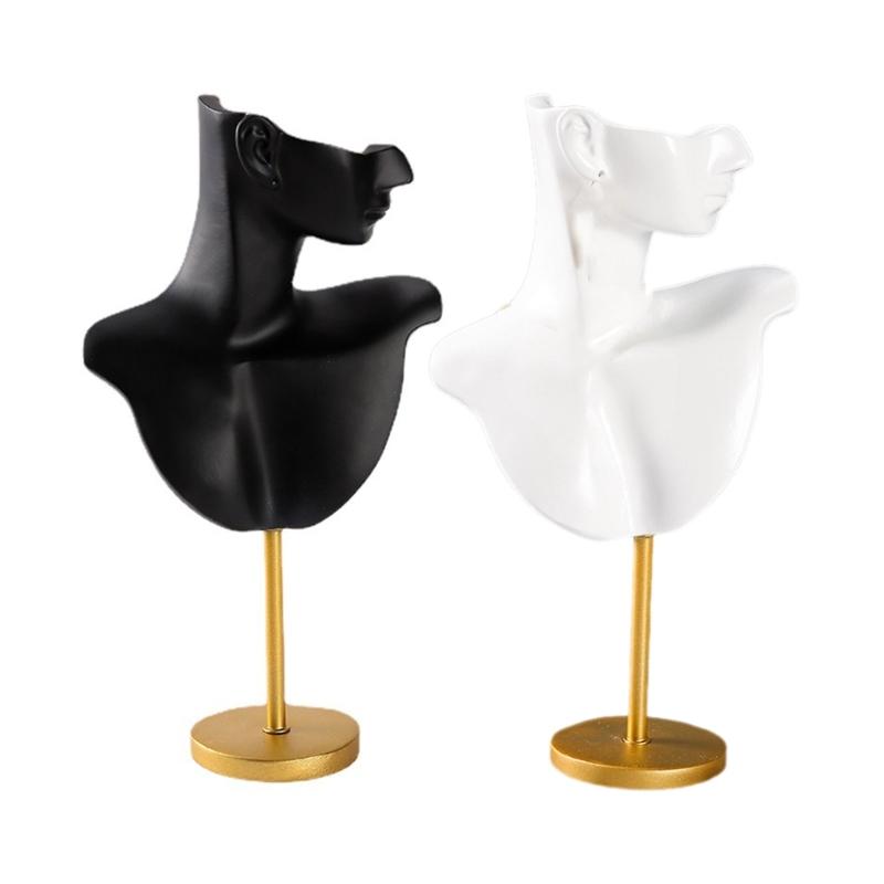 Chic Neck Model Stand Chic Necklace Bust Stand Jewelry Model Organizer Earrings Display Stand Resin Texture for Jewelry