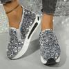 Shiny Sequin Platform Loafers for Women New Fashion Thick Sole Slip-On Sneakers Woman Lightweight Height Increasing Casual Shoes