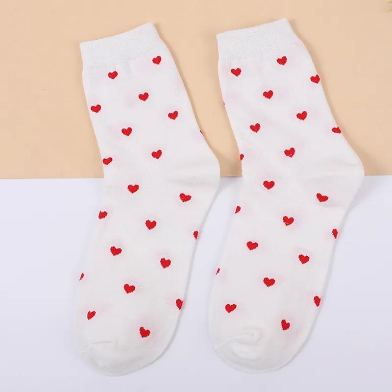 5 Pair Long Cute Socks Women Love Heart With Print Kawaii Beautiful Lady Designer Socks High Art Warm Sokken Femme Calze