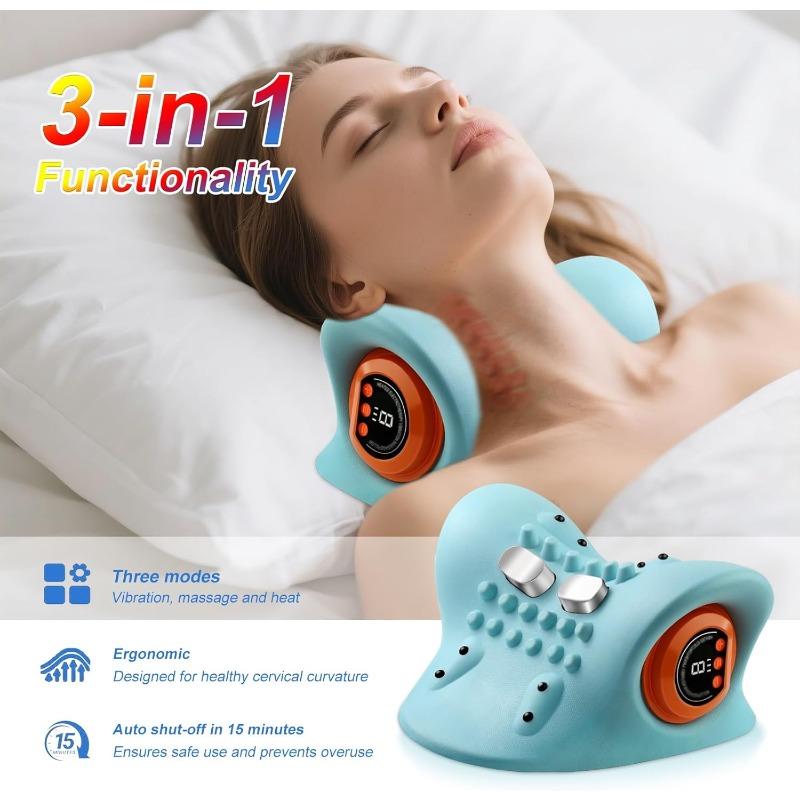 Aparat de masaj pentru gât cu căldură, Aparat de masaj 3D pentru gât, Aparat de masaj wireless pentru gât, 3 moduri și 6 niveluri de intensitate