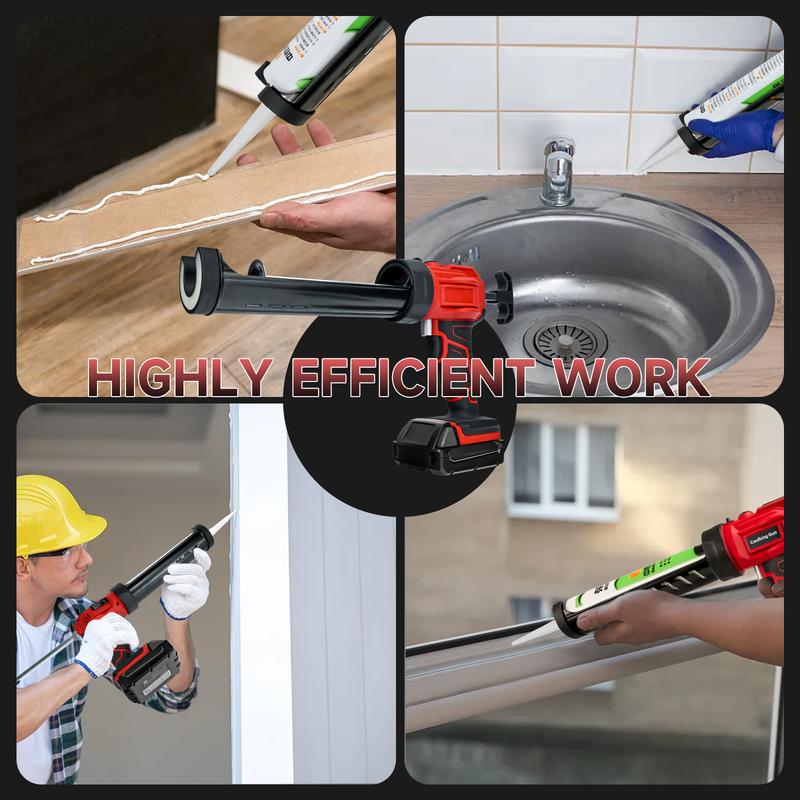 Electric Caulking Gun 10oz/300ml 4-Speeds Caulk Adhesive Gun Silicone Gun with LED Light for Milwaukee 18V Battery (No Battery)