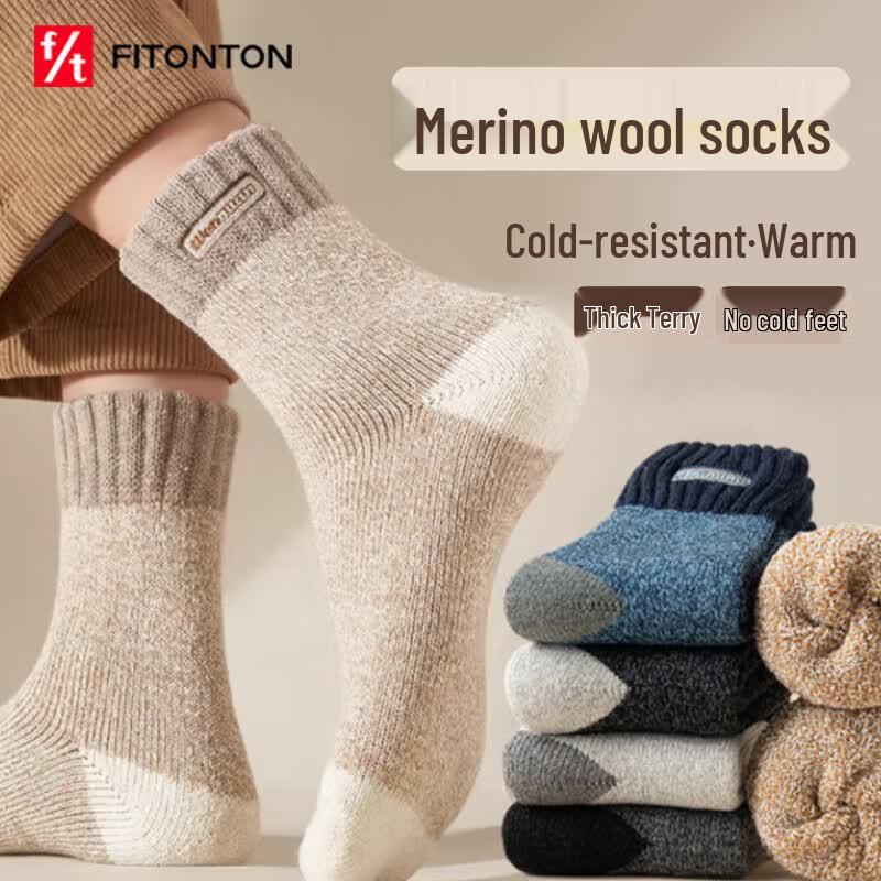 Men's Winter Warm Wool Blend Mid-Calf Socks (4 Pairs)