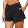 Charmleaks Women Swim Shorts Side Split Swim Trunk 2 in 1 Board Shorts with Pockets Swim Bottom