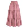 Gonna Estiva da Donna Stile Bohemien Elastica Vita Alta Coulisse Regolabile Gonna a Torta Linea ad A Colore Unito