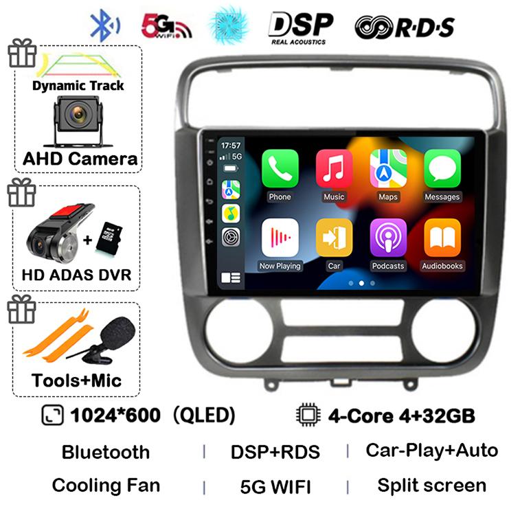 Android 14 Carplay Auto for Honda Stream 2001-2004 MT/AT 2din Car Radio Stereo Multimedia Video Player Audio Navigation GPS WIFI
