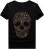 HZCX FASHION Maglietta da Uomo con Grafica Teschio e Strass Collo Rotondo Manica Corta
