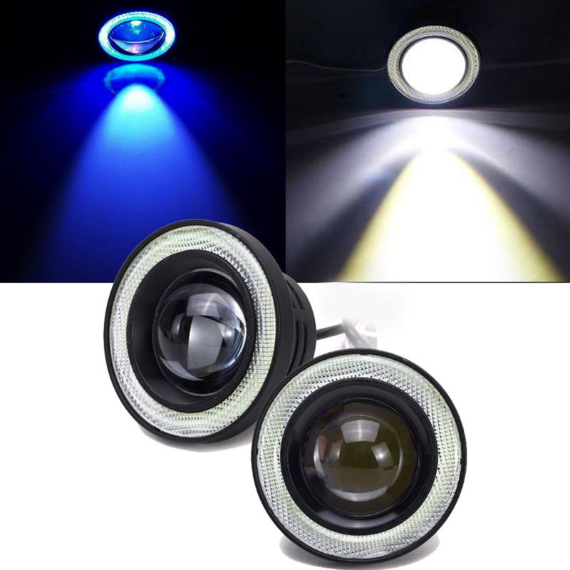 

1 пара светодиодных противотуманных фар со светодиодным кольцом COB 30W 3200LM Высокая яркость противотуманных фар с конденсаторными линзами 64MM синий