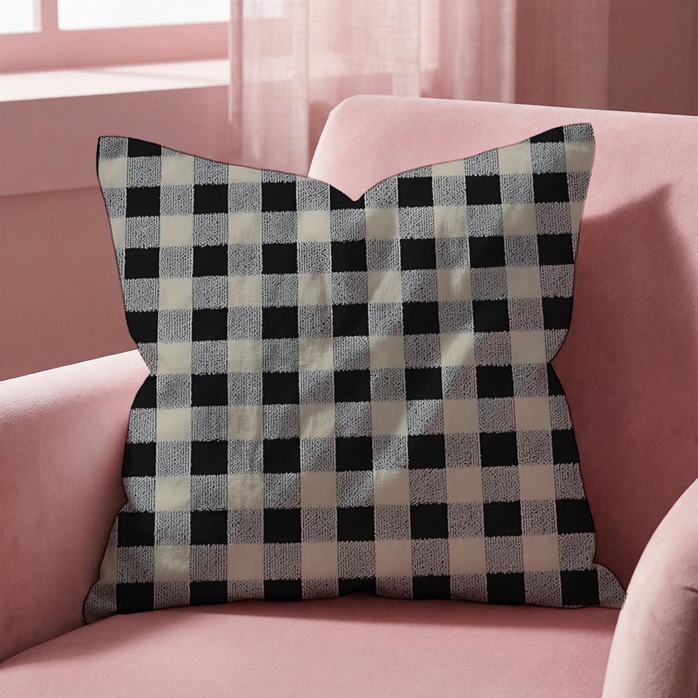 Checkered Pattern Cushion Cover MultiScene Pillow Cover for Home Car Reversible Soft Durable for Daily Use
