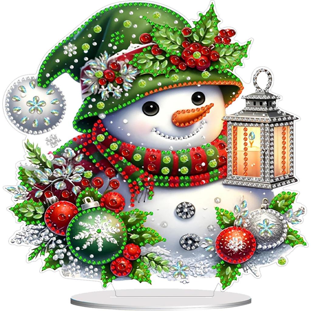 Christmas Snowman Diamond Painting Desktop Ornaments Kit Cute 5D DIY Diamond Art Tabletop Decorations Bedroom Table Decor