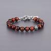 8mm Red Tiger Eye Lucky Charm Bracelet [COAI] Fleur-de-lis