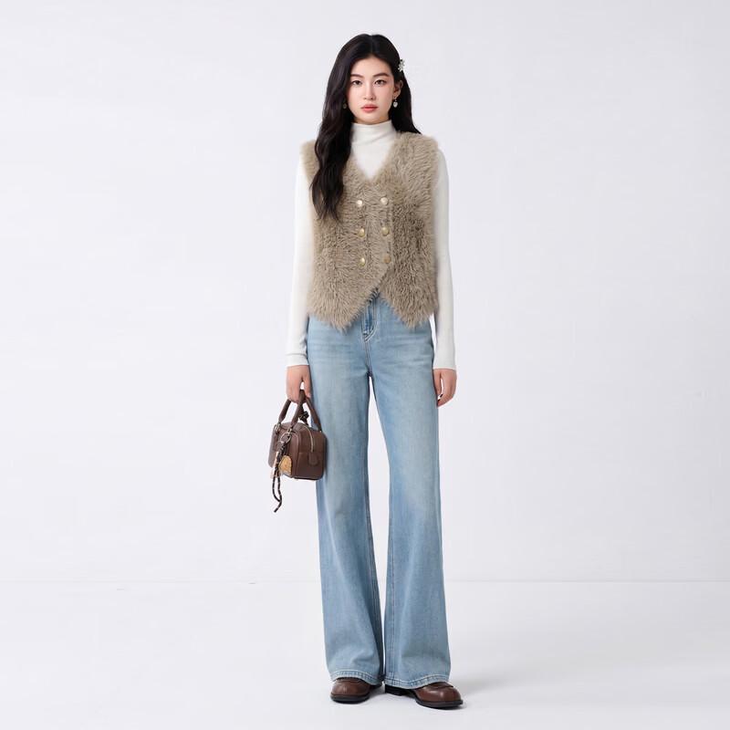 FivePlus Women's Faux Fur V-neck Vest