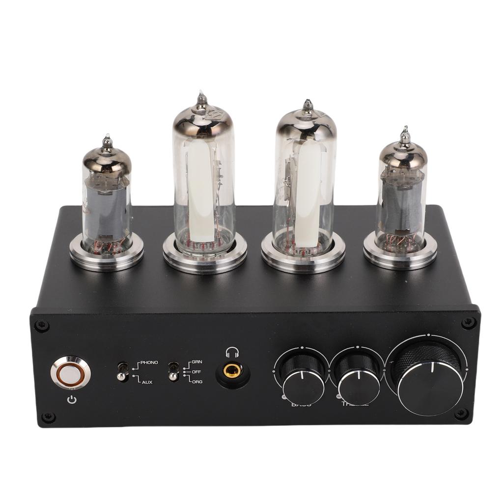 Electronic Tube Phono Preamp 3.5mm Earphone Jack Treble Bass Control Stereo Turntable Preamplifier for MM MC Record