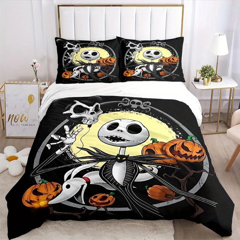 3pcs Set Nightmare Before Christmas1pc of Quilt Cover+2pcs of Pillowcase, No Core, Print Bedding, All Seasons Bedroom Setting003