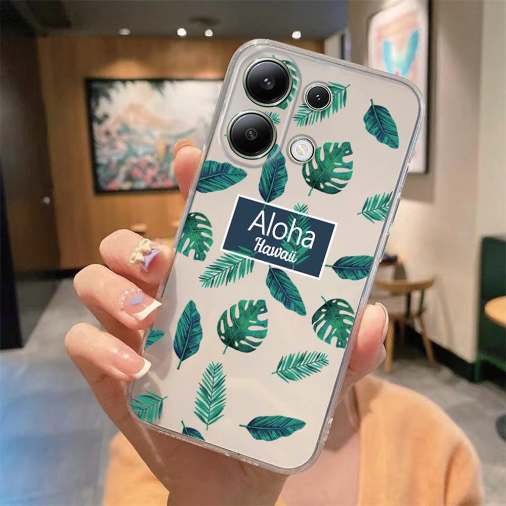 Korean Floral INS Minimalist Plants Phone Case For Xiaomi Redmi Note Note 13 9 11 10 12 Pro 12S Soft TPU Girls Transparent Cover