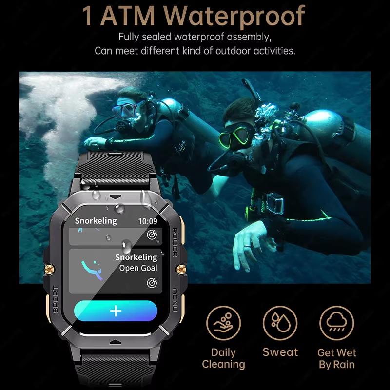 2025 New Men Sports SmartWatch 2.02in Screen Blood Oxygen Heart Rate Bluetooth Talking Watch 100+ Sport Mode Outdoor Smart Watch