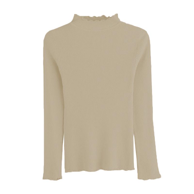 Women's Ruffle Half High Neck Long Sleeve Sweater - Early Spring & Autumn Style