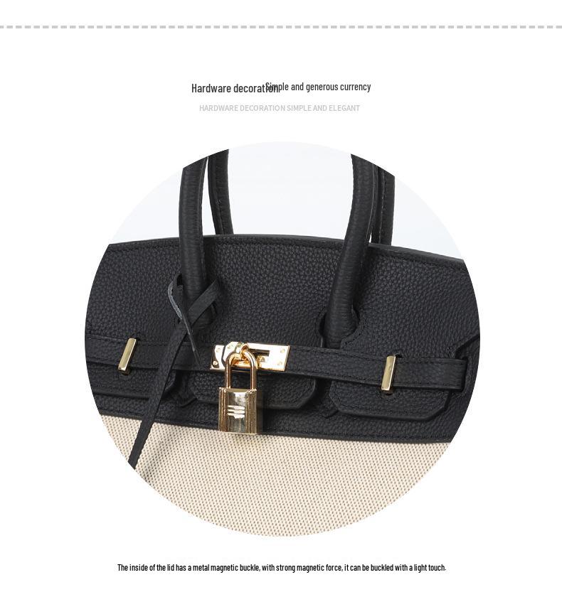 Borsa a tracolla da donna in tela platino e pelle patchwork