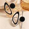 Black Enamel Geometric Drop Earrings Set for Women