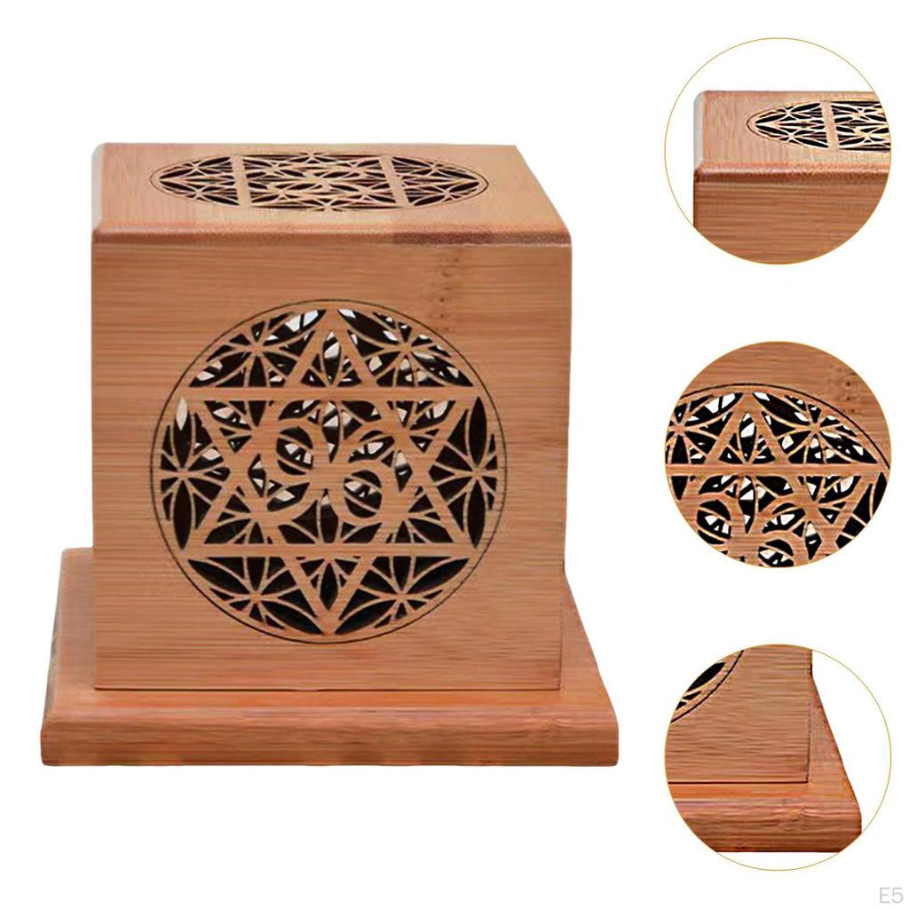 Incense Holder Box in Wood for Tabletop Use with Lid Relaxation