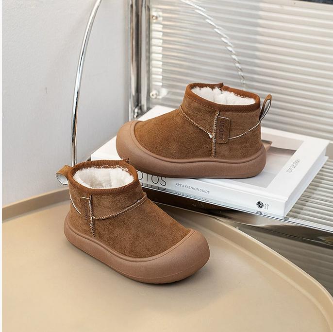 

est Winter Children Snow Suede Leather Boots Keep Warm Plush Teenage Boys Shoes Non-slip Baby Girls Boots 33 верблюд
