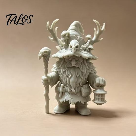 Dwarf Wizard Figurine, 3D Printed Fantasy Mage Statue, Forest Sorcerer Decor for Desk Shelf, Easter Gift for Collectors Board Game Fans