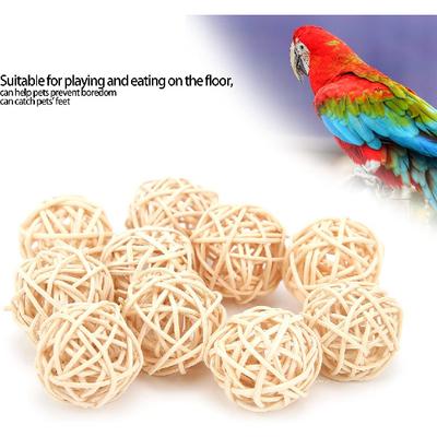 10Pcs Rattan Balls, Sepak Takraw Rattan and Harmless Parrot Small Animal Chew Toy for Parrot