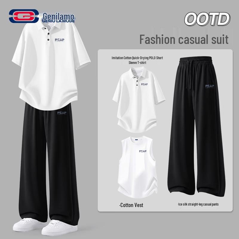 GENIOLAMODE Men s 3-Piece Sportswear Set M