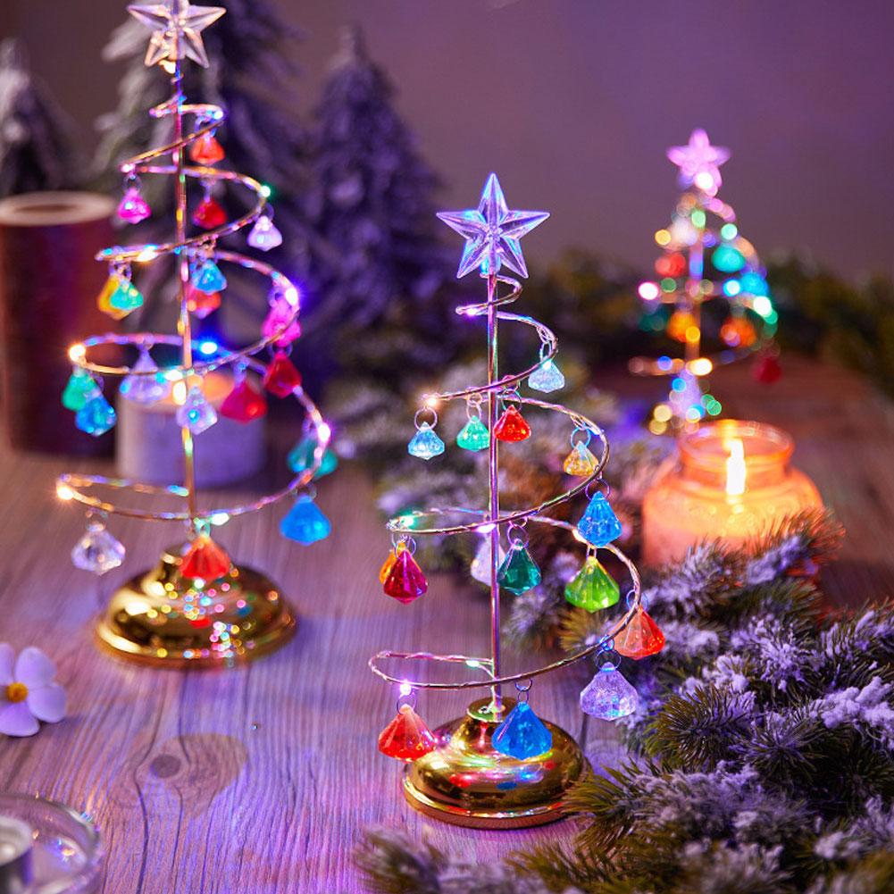 Kristall Weihnachtsbaum Nachtlicht Weihnachtsgeschenk Ornament Tischlampe Kristall Schreibtischdeko Licht Schlafzimmer Wohnzimmer Weihnachtslichter