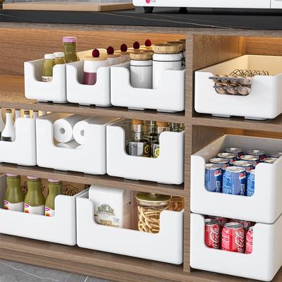 Stackable Plastic Storage Box Multi-size Drawer Desktop Cabinet Organizer for Cosmetics Snacks Home Space Saving Tidy Holder
