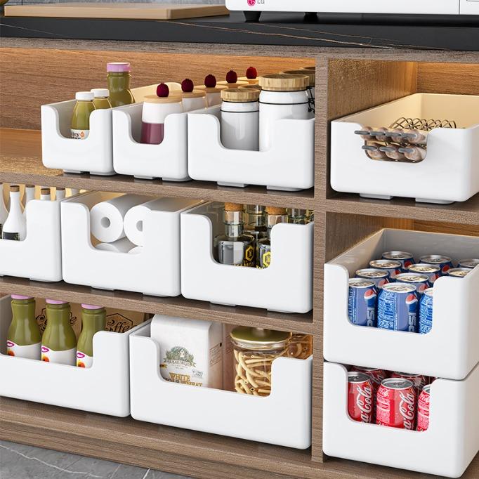 Stackable Plastic Storage Box Multi-size Drawer Desktop Cabinet Organizer for Cosmetics Snacks Home Space Saving Tidy Holder