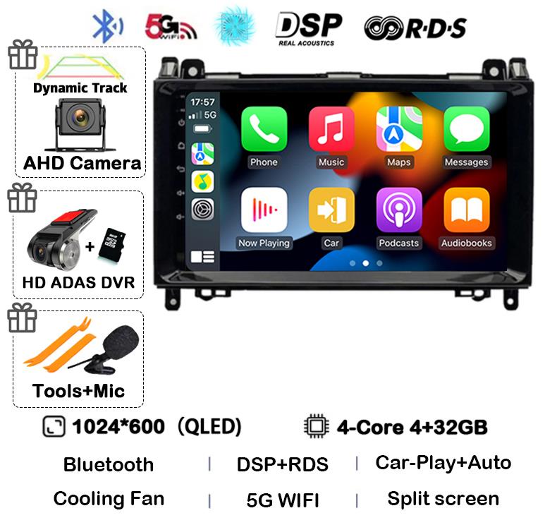 Android 14 Car Radio For Mercedes Benz B200 Sprinter W906 W639 AB Class W169 W245 Viano Vito Multimedia GPS Stereo Video Player