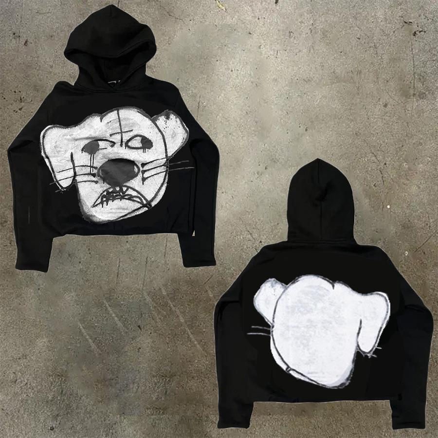 Men's Hoodie Y2K Harajuku Hip-hop Cartoon Graphic Print Jumper Fashion Casual Loose Sweatshirt Men