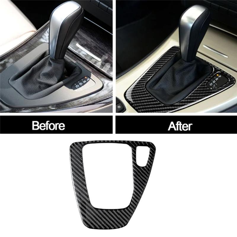 A16P-For BMW 3 Series E90 E92 E93 05- 12 RHD Compatible Car Gear Shift Panel Cover Carbon Fiber Trim Sticker Interior Accessory