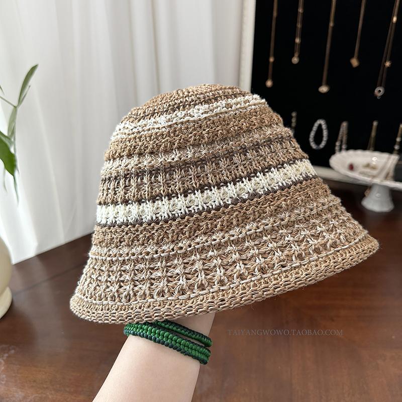 Color Matching Fisherman Hat Children Spring and Summer Fashion Sunscreen Hat Hollow Bucket Hat Retro Basin Hat