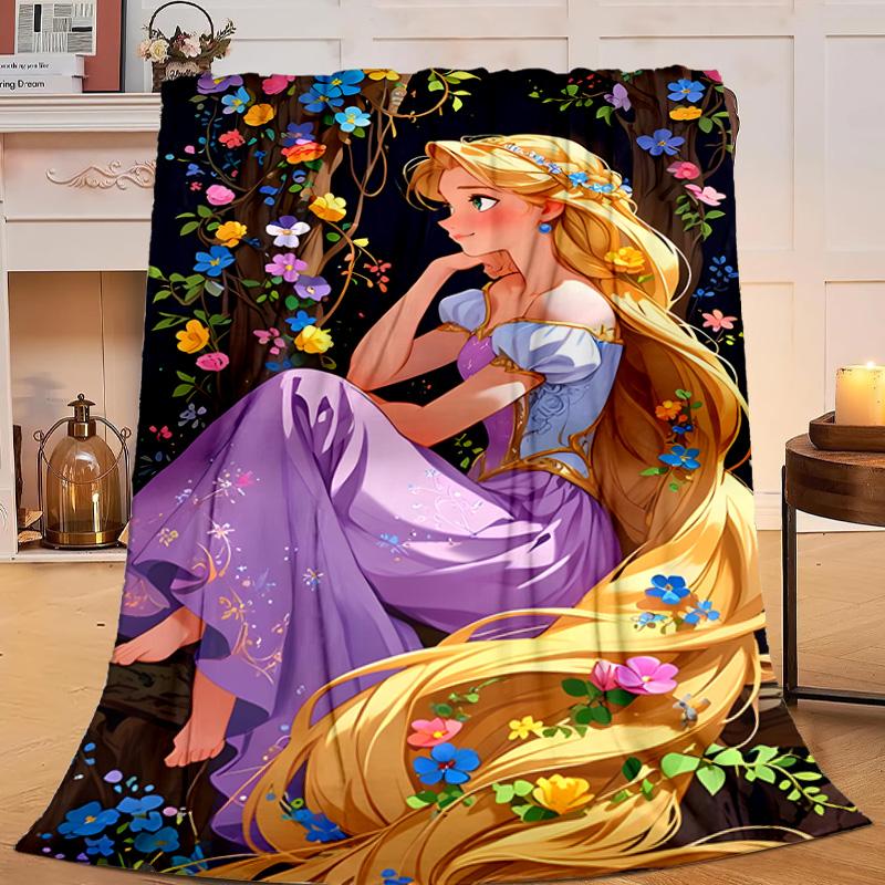 1PC Princess Rapun-zel Flannel Blanket Gift, Suitable for Both Men And Women, Soft Ideal for Beds And Sofa, Birthday Or Christmas Gift